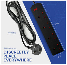 Best Electric Extension Lead - 4 Gang, 3 Pin Cable with UK Plug