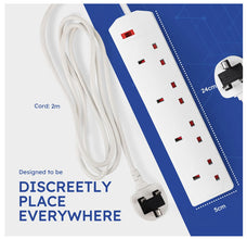 Best Electric Extension Lead - 4 Gang, 3 Pin Cable with UK Plug