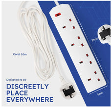 Best Electric Extension Lead - 4 Gang, 3 Pin Cable with UK Plug