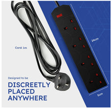 Best Electric Extension Lead - 4 Gang, 3 Pin Cable with UK Plug